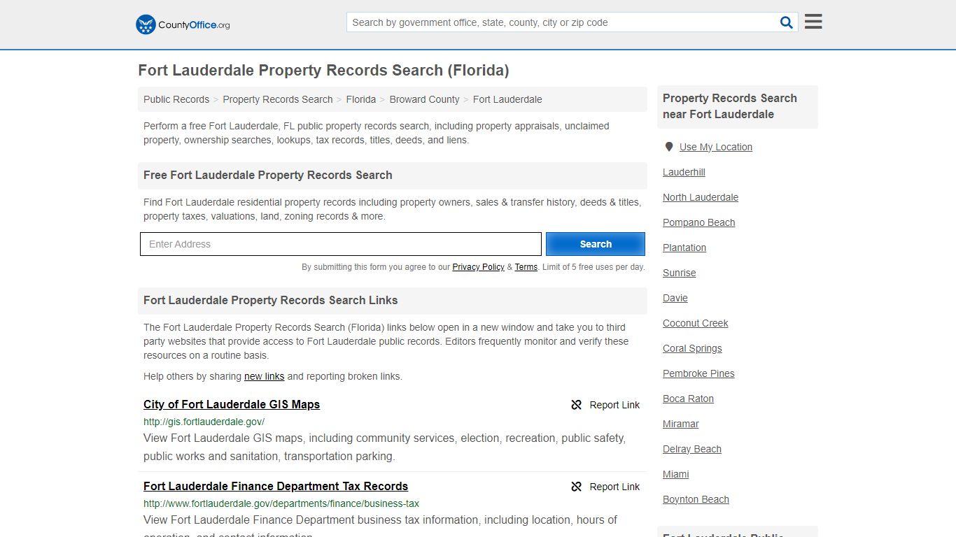 Fort Lauderdale Property Records Search (Florida) - County Office